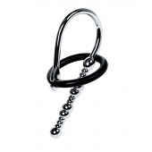 Серебристый уретральный плаг-бусины TOYFA Metal с мягким фиксириющим кольцом - ToyFa - купить с доставкой в Димитровграде