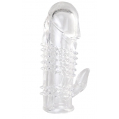 Прозрачная гелевая насадка с шипами и клиторальным отростком - 13 см. - Toyfa Basic - в Димитровграде купить с доставкой