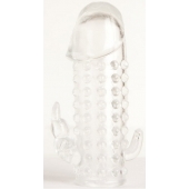 Гелевая прозрачная насадка с 2 отростками - 13 см. - Toyfa Basic - в Димитровграде купить с доставкой