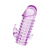 Закрытая фиолетовая насадка с 2 отростками - 13 см. - Toyfa Basic - в Димитровграде купить с доставкой