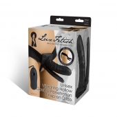 Полый страпон с двумя отростками и вибрацией Unisex Vibrating Hollow Strap-On Double Penetrating Dildo - 17,8 см. - Lux Fetish - купить с доставкой в Димитровграде