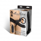 Чёрный полый страпон с вибрацией Unisex Vibrating Hollow Strap-On - 14 см. - Lux Fetish - купить с доставкой в Димитровграде
