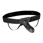 Чёрный полый страпон с вибрацией Unisex Vibrating Hollow Strap-On - 14 см. - Lux Fetish - купить с доставкой в Димитровграде