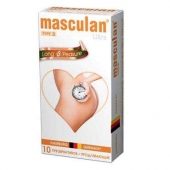Розовые презервативы Masculan Ultra Long Pleasure с колечками, пупырышками и продлевающим эффектом - 10 шт. - Masculan - купить с доставкой в Димитровграде