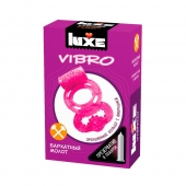 Розовое эрекционное виброкольцо Luxe VIBRO  Бархатный молот  + презерватив - Luxe - в Димитровграде купить с доставкой