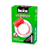 Розовое эрекционное виброкольцо Luxe VIBRO  Поцелуй стриптизёрши  + презерватив - Luxe - в Димитровграде купить с доставкой