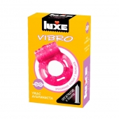 Розовое эрекционное виброкольцо Luxe VIBRO  Ужас Альпиниста  + презерватив - Luxe - в Димитровграде купить с доставкой