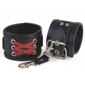 Кожаные наручники с декоративной лаковой шнуровкой - Sitabella - купить с доставкой в Димитровграде