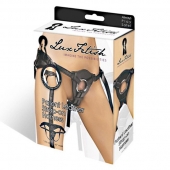 Черные трусики для страпона из патентованной кожи - Lux Fetish - купить с доставкой в Димитровграде