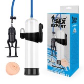 Прозрачная вакуумная вибропомпа Sex Expert с насадкой-вагиной - Sex Expert - в Димитровграде купить с доставкой