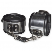 Эффектные серебристо-черные наручники с металлическим блеском - Sitabella - купить с доставкой в Димитровграде