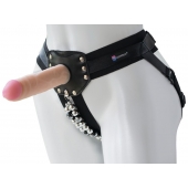 Черный пояс-трусики с насадкой  Гламур Dana  - 15,5 см. - LOVETOY (А-Полимер) - купить с доставкой в Димитровграде
