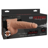 Телесный полый страпон с имитацией эякуляции 7.5  Hollow Squirting Strap-On with Balls Flesh - 21,6 см. - Pipedream - купить с доставкой в Димитровграде