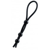 Черное лассо на пенис с тремя бусинами - A-toys - в Димитровграде купить с доставкой