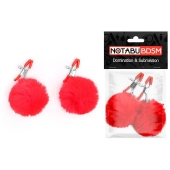 Зажимы для сосков с красным пушком - Notabu - купить с доставкой в Димитровграде