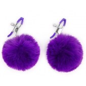 Зажимы для сосков с фиолетовым пушком - Notabu - купить с доставкой в Димитровграде