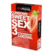 Презервативы для орального секса DOMINO Sweet Sex с ароматом клубничного коктейля  - 3 шт. - Domino - купить с доставкой в Димитровграде