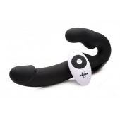 Черный безремневой страпон Urge Silicone Strap On с пультом ДУ - 24 см. - XR Brands - купить с доставкой в Димитровграде