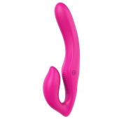 Ярко-розовый безремневой страпон REMOTE DOUBLE DIPPER - 22 см. - Dream Toys - купить с доставкой в Димитровграде