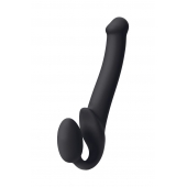Черный безремневой страпон Silicone Bendable Strap-On M - Strap-on-me - купить с доставкой в Димитровграде