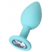 Мятная анальная пробка с прозрачным кристаллом Brilliant - 7 см. - ToyFa - купить с доставкой в Димитровграде