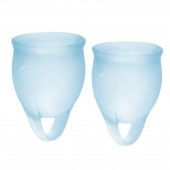 Набор голубых менструальных чаш Feel confident Menstrual Cup - Satisfyer - купить с доставкой в Димитровграде