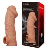 Телесная насадка на фаллос с отверстием для мошонки EXTREME SLEEVE - 17,6 см. - KOKOS - в Димитровграде купить с доставкой