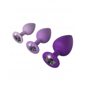 Набор из 3 фиолетовых анальных пробок со стразами Little Gems Trainer Set - Pipedream - купить с доставкой в Димитровграде