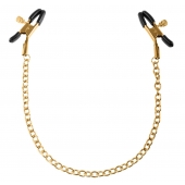 Чёрные с золотом зажимы на соски Gold Chain Nipple Clamps - Pipedream - купить с доставкой в Димитровграде