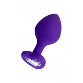 Фиолетовая анальная втулка Diamond Heart с прозрачным кристаллом - 8 см. - ToyFa - купить с доставкой в Димитровграде