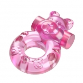 Розовое эрекционное виброкольцо на пенис Pink Bear - Baile - в Димитровграде купить с доставкой