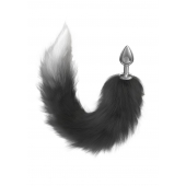 Серебристая анальная пробка с черным хвостом Galaxy - Lola Games - купить с доставкой в Димитровграде