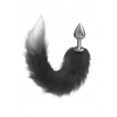 Серебристая анальная пробка с черным хвостом Starlit - Lola Games - купить с доставкой в Димитровграде