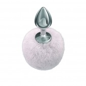 Серебристая анальная пробка с белым пушистым хвостиком Twinkle - Lola Games - купить с доставкой в Димитровграде