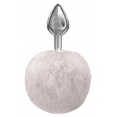 Серебристая анальная пробка с белым пушистым хвостиком Twinkle - Lola Games - купить с доставкой в Димитровграде