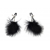 Зажимы на соски с черным пухом Euphoric - Lola Games - купить с доставкой в Димитровграде