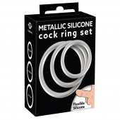 Набор из 3 эрекционных колец под металл Metallic Silicone Cock Ring Set - Orion - в Димитровграде купить с доставкой