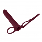 Бордовая вибронасадка для двойного проникновения Rori - 17 см. - Lola Games - купить с доставкой в Димитровграде