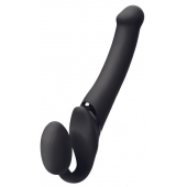 Черный безремневой вибрострапон Silicone Bendable Strap-On M - Strap-on-me - купить с доставкой в Димитровграде