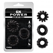 Набор из 3 черных эрекционных колец Gear Up Rings - Chisa - в Димитровграде купить с доставкой