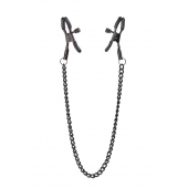 Черные зажимы на соски на цепочке BLAZE DELUXE NIPPLE CLAMPS - Dream Toys - купить с доставкой в Димитровграде