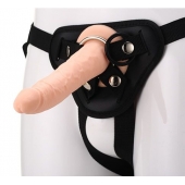 Телесный страпон на черных трусиках STRAP ON REAL DILDO - 20 см. - Dream Toys - купить с доставкой в Димитровграде