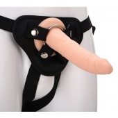 Телесный страпон на черных трусиках STRAP ON REAL DILDO - 20 см. - Dream Toys - купить с доставкой в Димитровграде