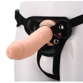 Черные трусики с телесной насадкой STRAP ON REAL DILDO - 21 см. - Dream Toys - купить с доставкой в Димитровграде