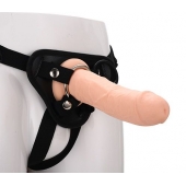 Черные трусики с телесной насадкой STRAP ON REAL DILDO - 21 см. - Dream Toys - купить с доставкой в Димитровграде