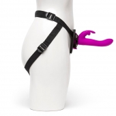 Лиловый страпон Rechargeable Vibrating Strap-On Harness Set - 17,6 см. - Happy Rabbit - купить с доставкой в Димитровграде
