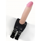 Черный узкий пояс на бедро с телесной насадкой - LOVETOY (А-Полимер) - купить с доставкой в Димитровграде