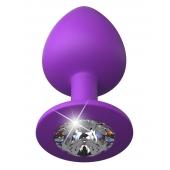 Фиолетовая анальная пробка со стразом Her Little Gem Large Plug - 9,5 см. - Pipedream - купить с доставкой в Димитровграде