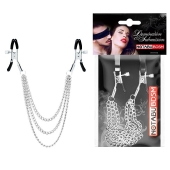 Оригинальные зажимы на соски с тройной цепочкой - Notabu - купить с доставкой в Димитровграде