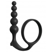 Черная анальная цепочка с эрекционным кольцом Ass-gasm Cockring Anal Beads - Pipedream - в Димитровграде купить с доставкой